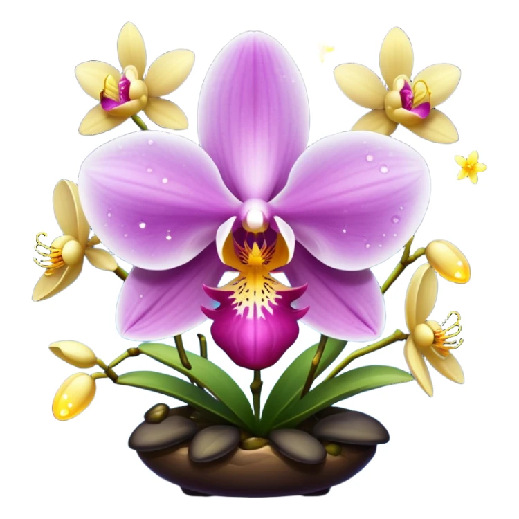 orchid with fireflies trapped like stars sticker