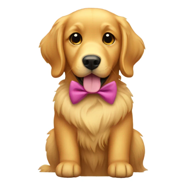 Golden retriever with a bow sticker