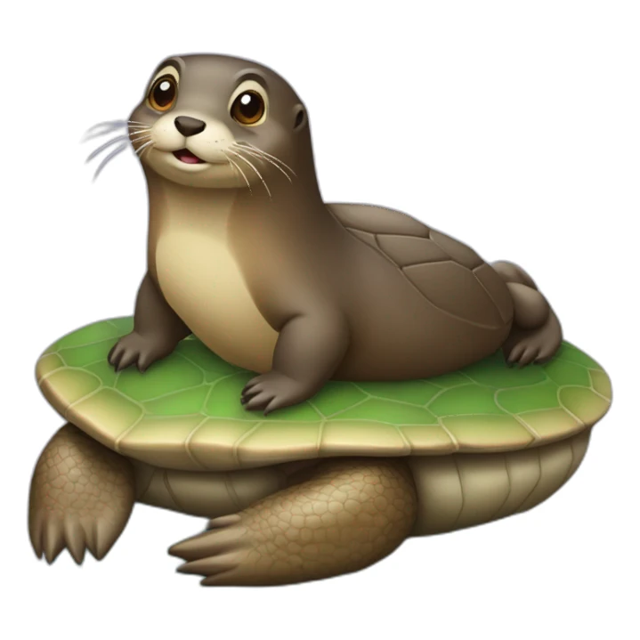 Une loutre sur une tortue sticker