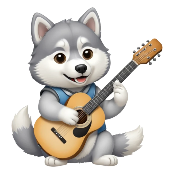 husky with guitar sticker