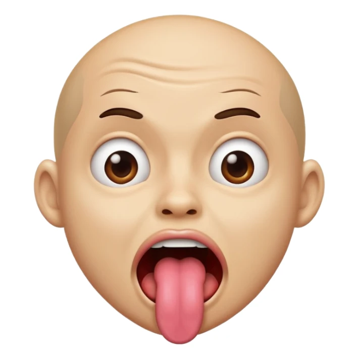 A shaking head emoji with tounge out looking crazy sticker