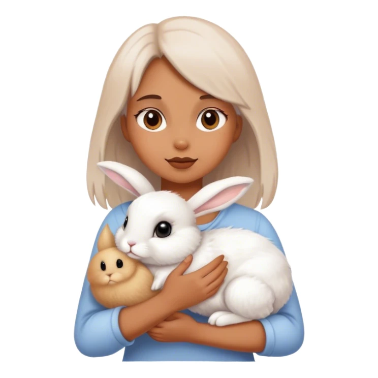 girl holding a rabbit sticker