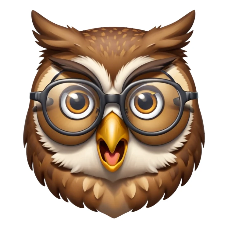 owl with glasses falling off and surprised expression sticker