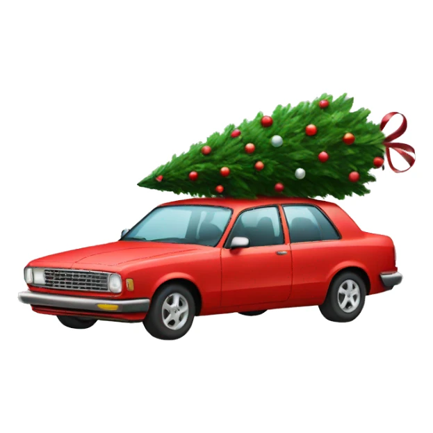 Car with Christmas tree on top sticker