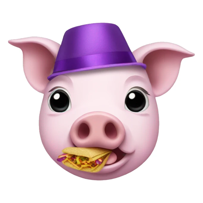 Pig with purple bows and Taco Bell sticker