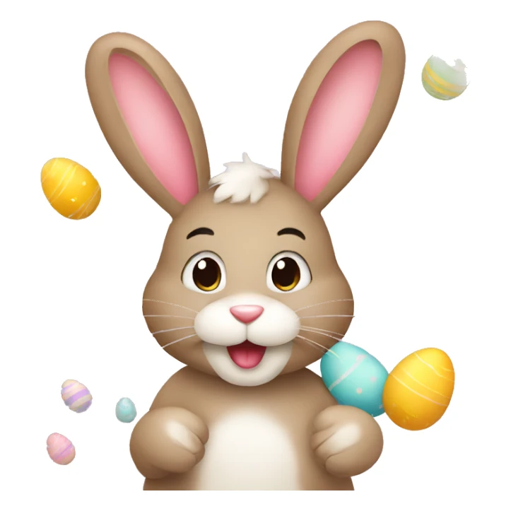 Easter Greeting Card with Bunny, square frame sticker