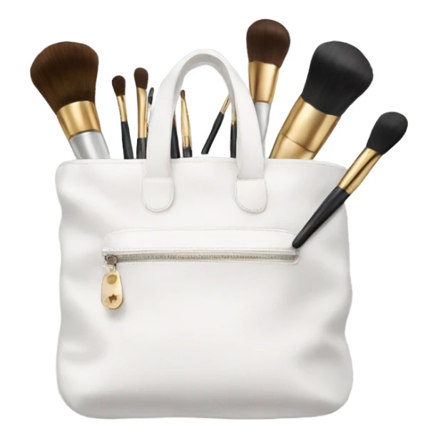 White bag with makeup brushes sticker