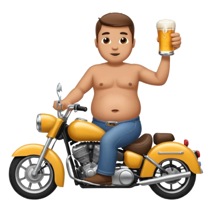 Fat man riding motorcycle without shirt sticker