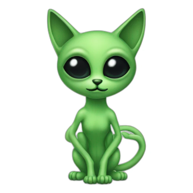 green alien cat black eyes antenna sticker