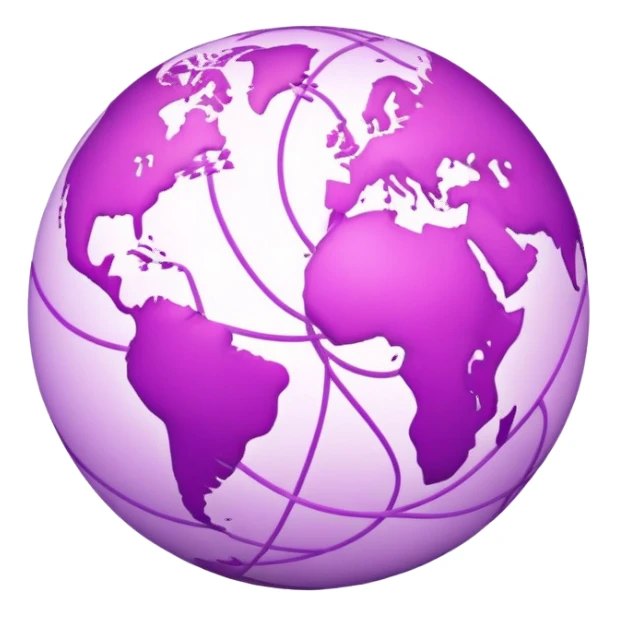 purple globe with pink network lines sticker