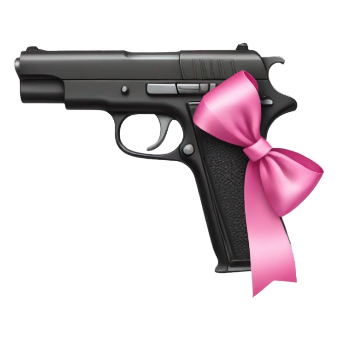 A pistol with a pink bow on it sticker