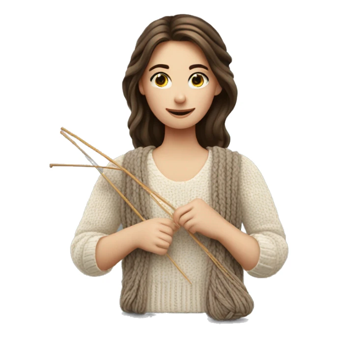 White brunette girl knitting sticker