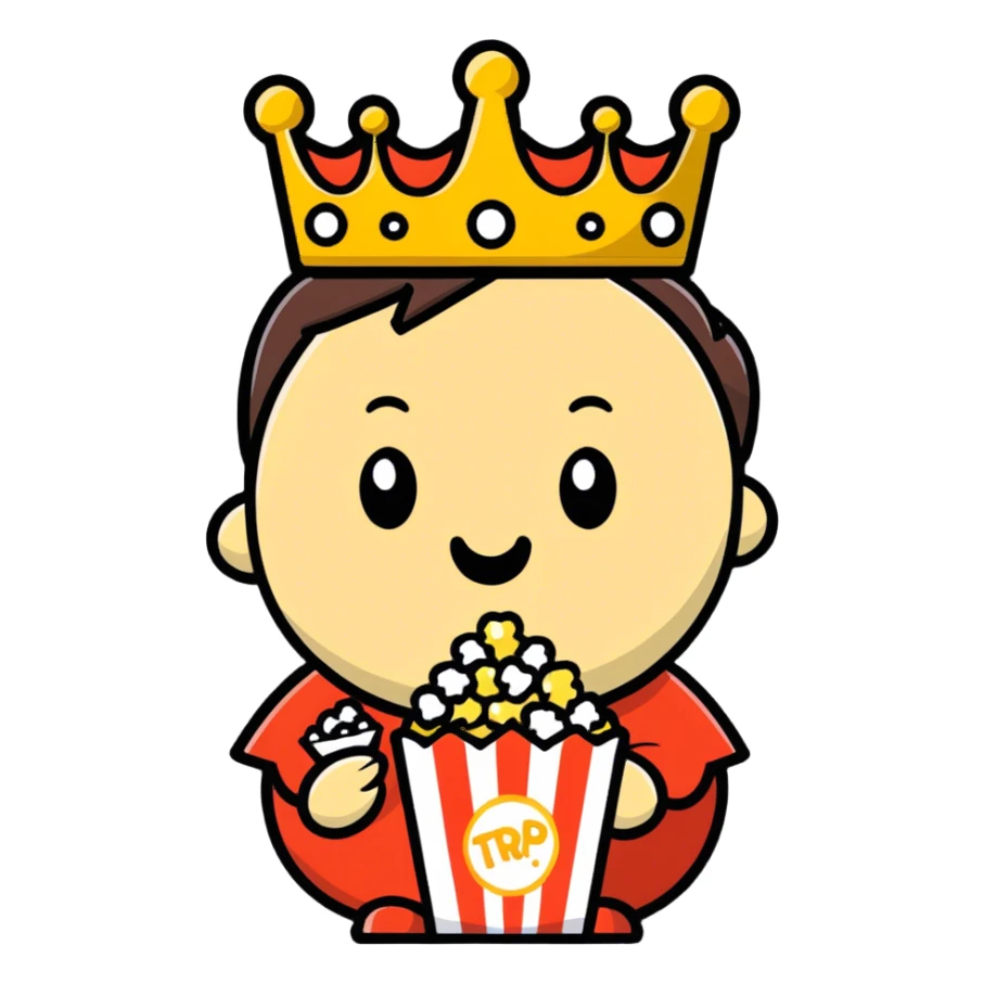 King eating pop corn sticker