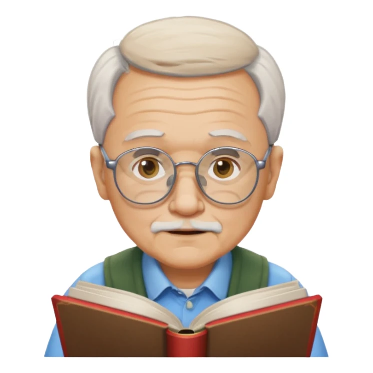 old man colored glasses reading a book  sticker