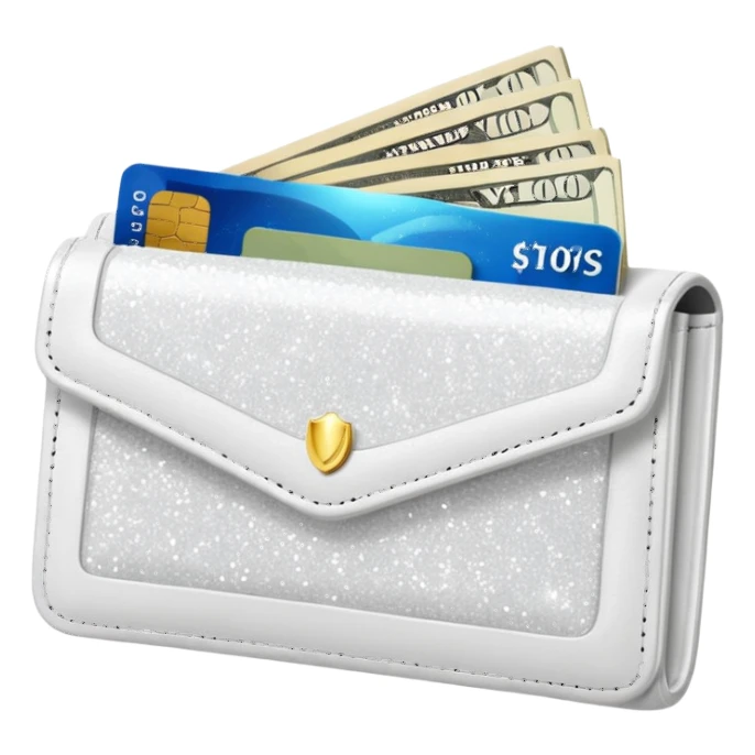 glitter white wallet with money and card sticker