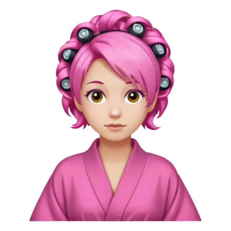 pink hair with rollers sticker