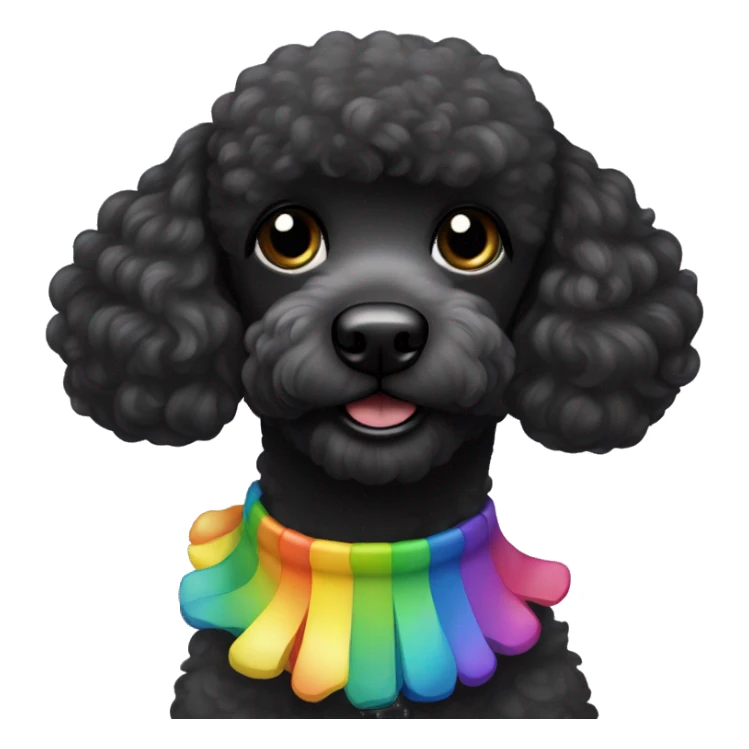 Black poodle with rainbow neckless sticker