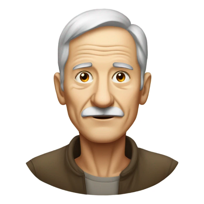 old man portrait indoors with thinner neck sticker