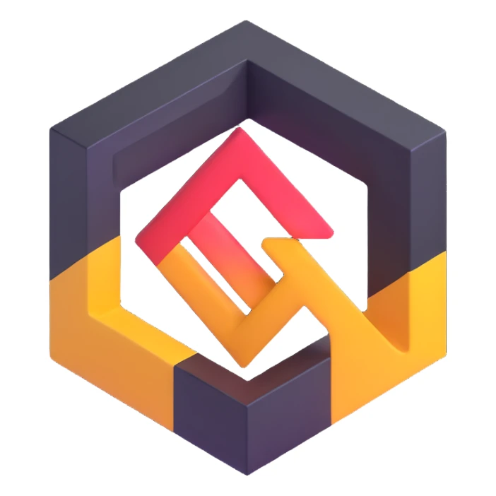 blue and white minimalist 3D geometric logo sticker