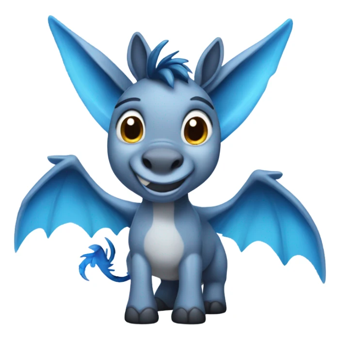cute Donkey with blue dragon wings sticker