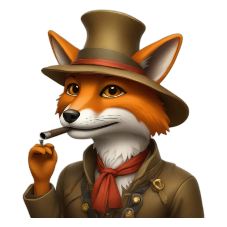 Kettari fox chiffa with hat smoking pipe sticker