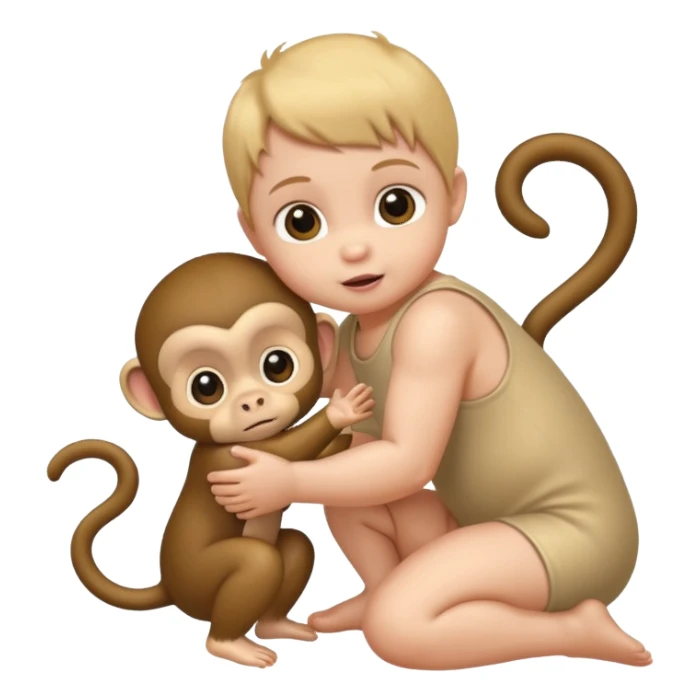 Baby with Monkey. sticker