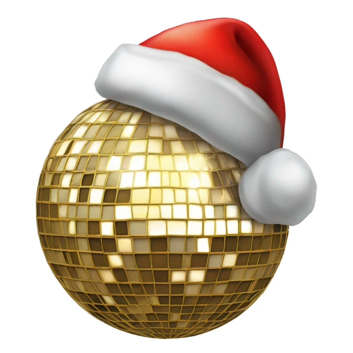 disco ball with a santa hat on it sticker