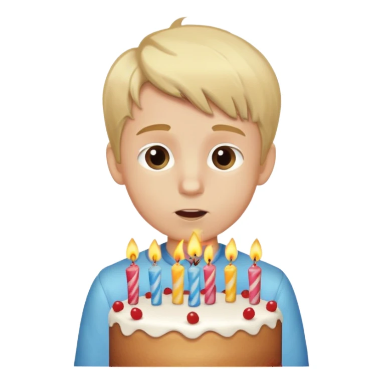 Blonde haired boy blowing out candles on cake sticker