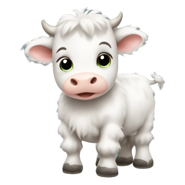 Fluffy baby cow sticker