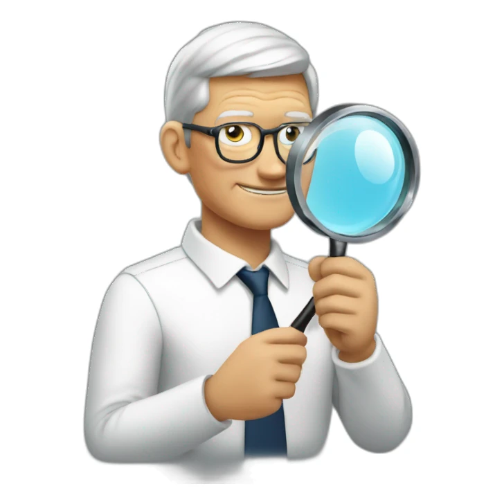 Tim Cook with magnifying glass sticker