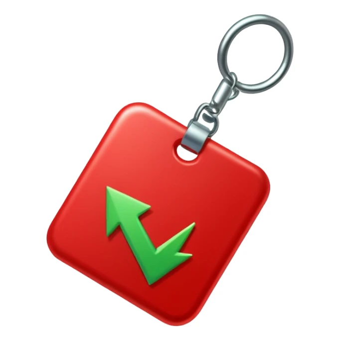 Tag vermelha com uma flecha pra cima verde sticker