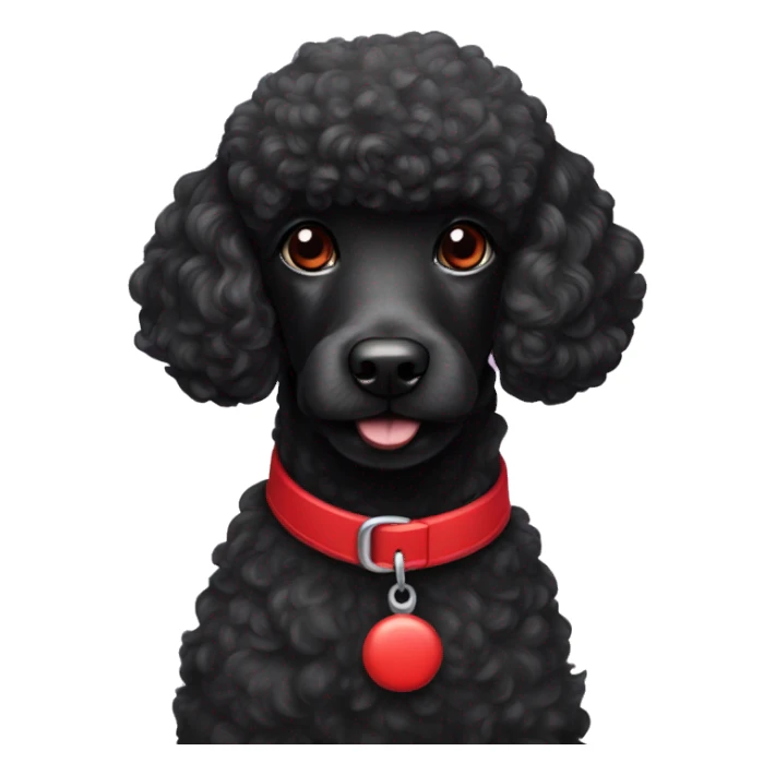 Black poodle with red collar  sticker
