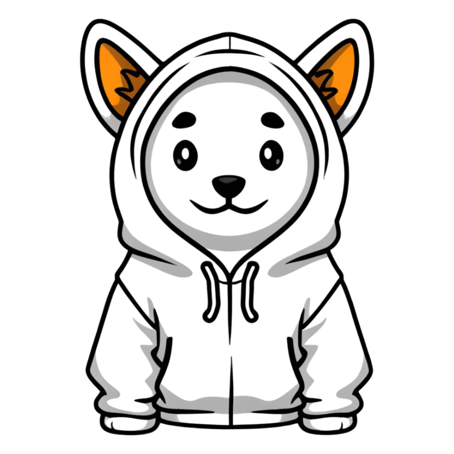 Dog wearing hoodie sticker
