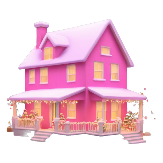 pink house with christmas lights sticker
