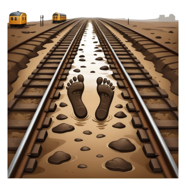 footprints near train track sticker