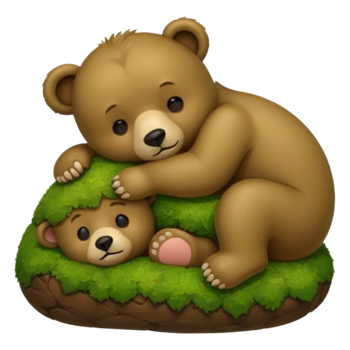 bear cub hugging moss pillow asleep sticker