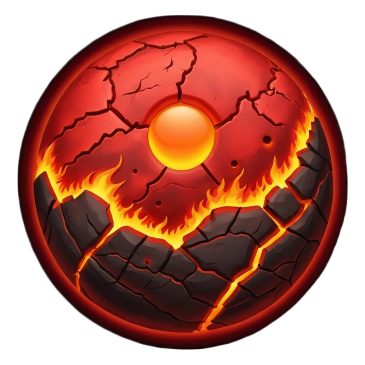 Crimson red planet with fire and cracks sticker