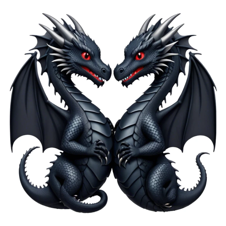 Two black dragons making a heart sticker
