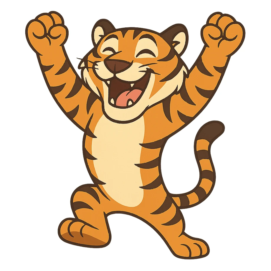 tiger celebrating, variation 3 sticker