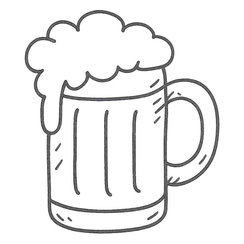 hand-drawn outlined beer mug icon sticker