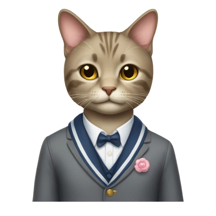 A cat wearing preppy clothes sticker