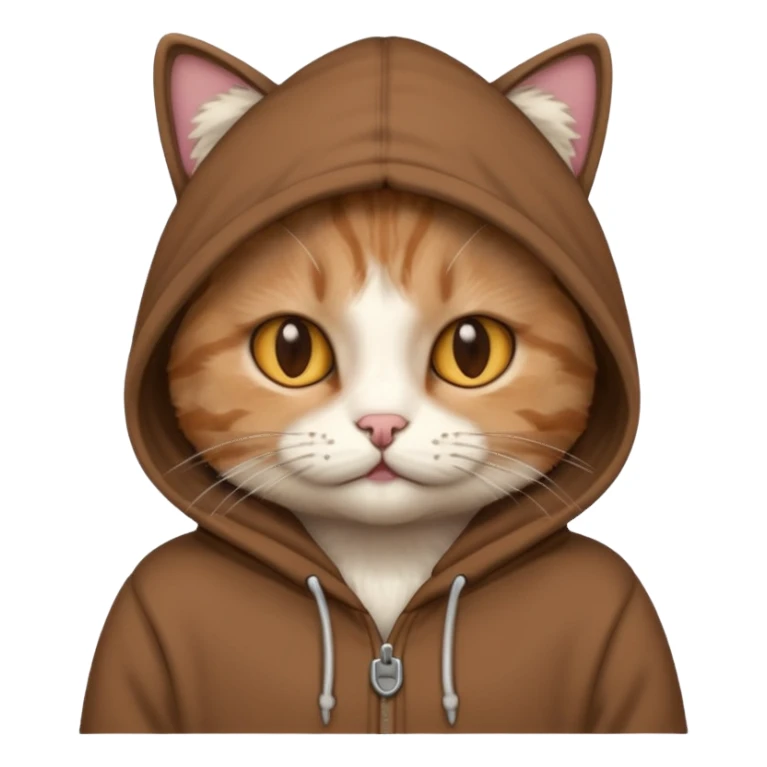 cat with brown hoodie sticker