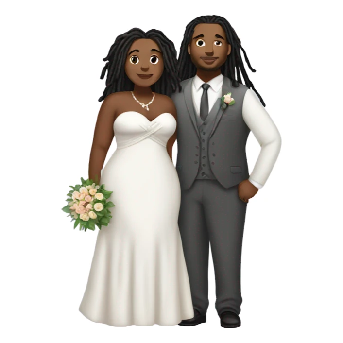 Plus size couple with locs wedding full body sticker