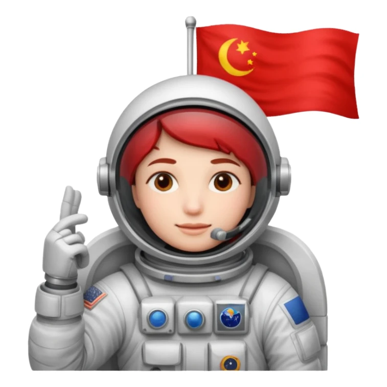 astronaut with red flag in hand sticker