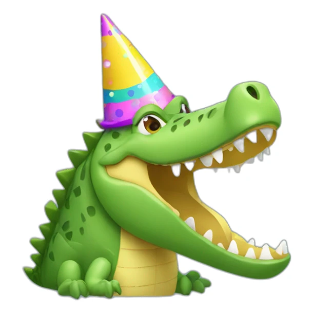 crocodile with party hat and confeti sticker