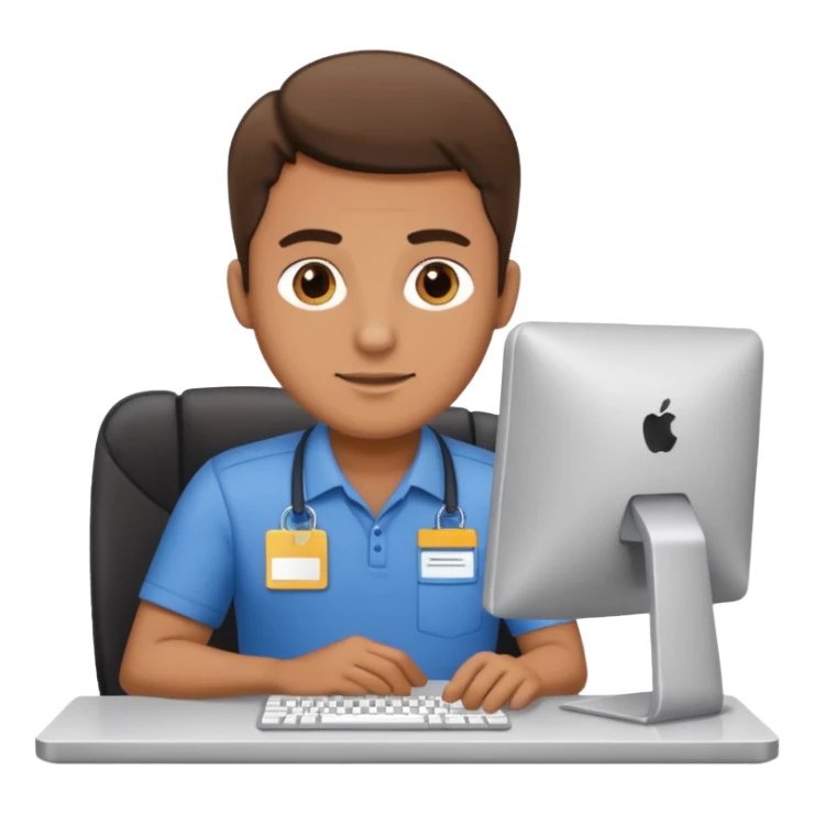 The man working at the computer store sticker