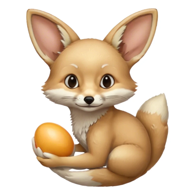 fennec carrying an unpeeled egg sticker