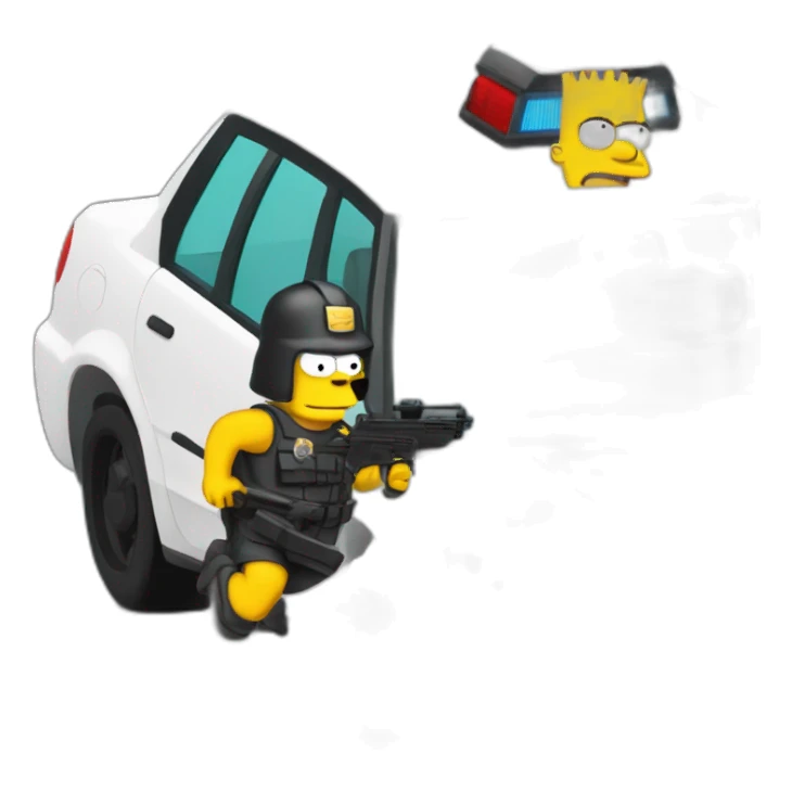 Homer simpson drift contre policier sticker
