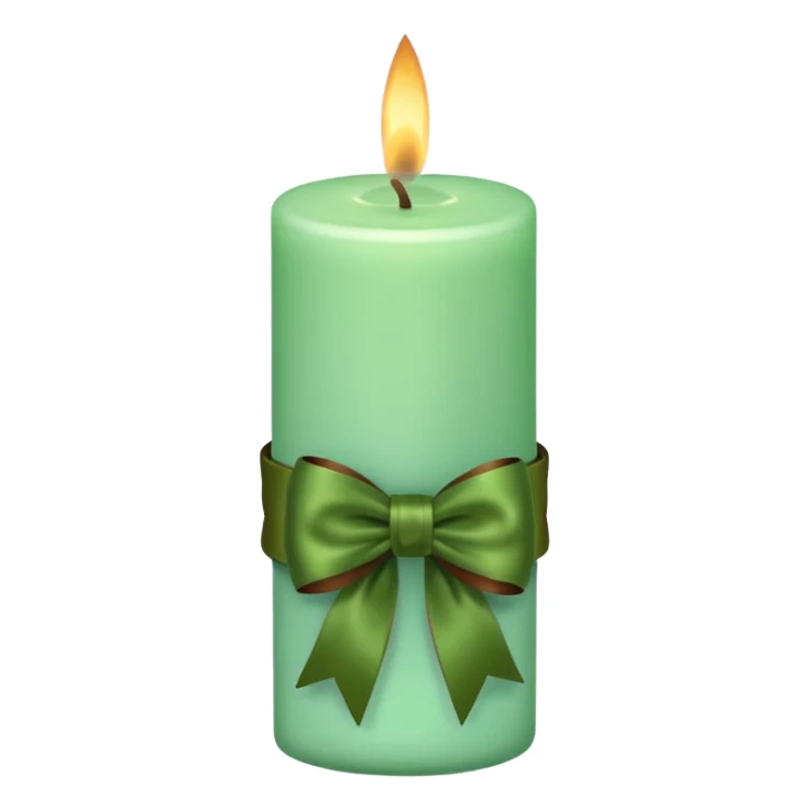 mint candle, with brown bow sticker