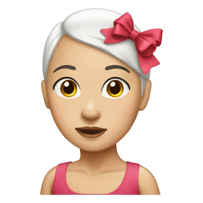 bald girl with bow on her head sticker